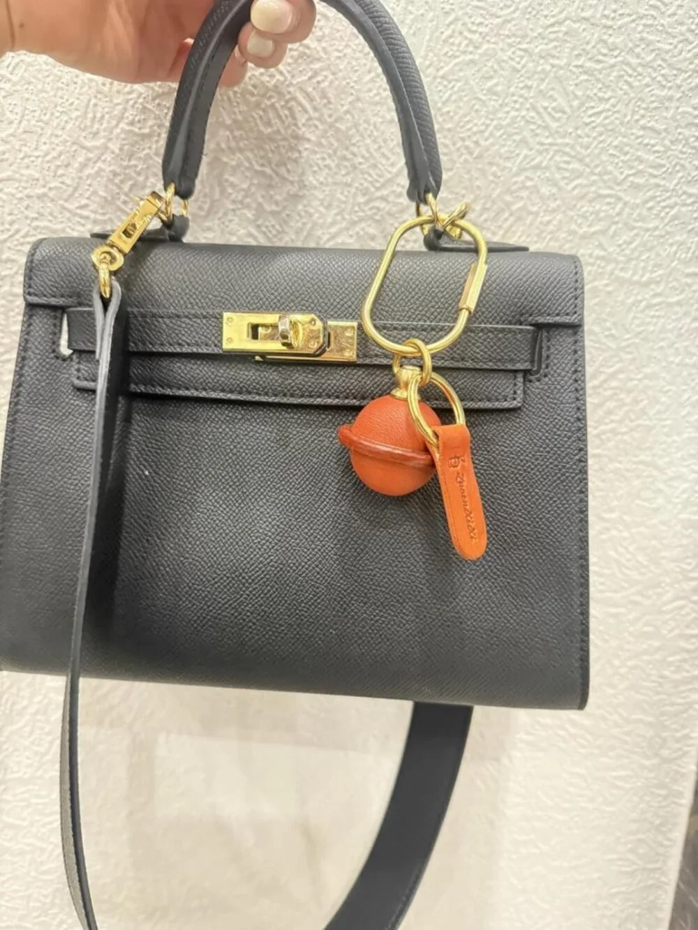 Handmade 3D Leather Planet Bag Charm & Keychain - Luxury Purse Accessory, Key